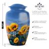 Remembrate Sunflowers Small Urn for Human Ashes Adult Male and Female - Blue Memorial Urns for Human Ashes - Cremation Urn for Dad and Mom - Funeral Set Urns for Women 10 Inch, 1 Keepsake Set view 2
