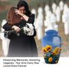 Remembrate Sunflowers Small Urn for Human Ashes Adult Male and Female - Blue Memorial Urns for Human Ashes - Cremation Urn for Dad and Mom - Funeral Set Urns for Women 10 Inch, 1 Keepsake Set view 3