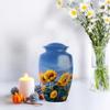 Remembrate Sunflowers Small Urn for Human Ashes Adult Male and Female - Blue Memorial Urns for Human Ashes - Cremation Urn for Dad and Mom - Funeral Set Urns for Women 10 Inch, 1 Keepsake Set view 4