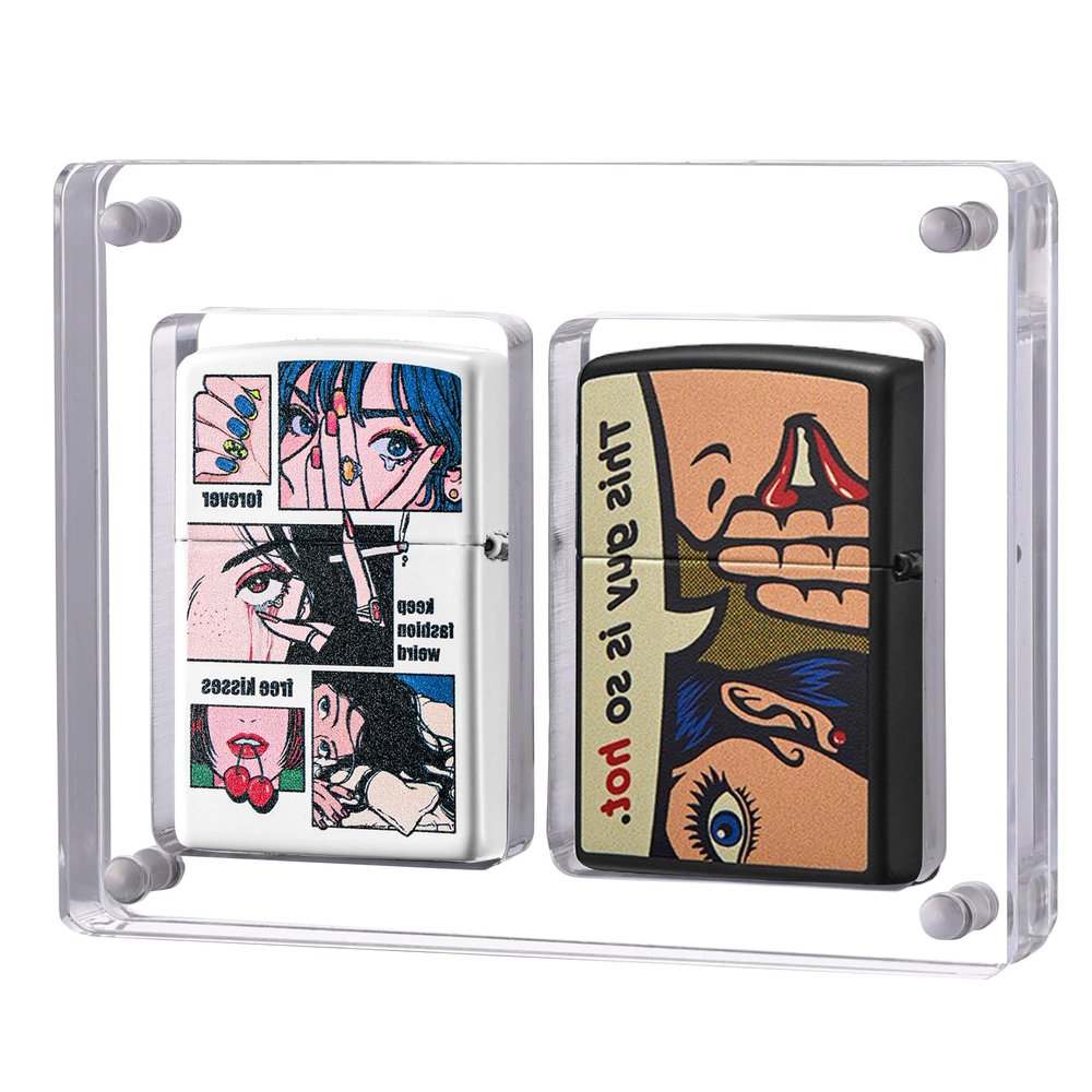 Acrosia Lighter Case Compatible with Zippo Display Case for Lighter Accessories,Clear Acrylic Display Stand Box, Fits 2.36 X 1.57 X 0.55-in Collections Storage