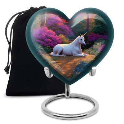 Casketique Unicorn Cremation Urns for Human Ashes - Large Purple Memorial Urns for Adult Male - Pink Flower Funeral Urn for Ashes for Women - Burial Urn for Grandfather - 8 Inch