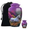 Casketique Unicorn Cremation Urns for Adult Ashes Women Set of 1 Large & 1 Keepsake - Purple Memorial Burial Urns for Adult Male Set of 2 - Pink Flower Funeral Urn for Ashes - 10 & 3 Inch Combo view 1