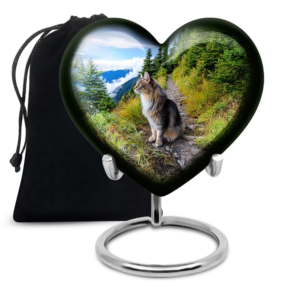 Casketique Cat Funeral Urn for Ashes for Women - Large Blue Memorial Urns for Adult Male - Wilderness Cremation Urn for Mother & Father - Burial Human Urns for Ashes Adult Female - 8 Inch