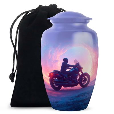JAGLASH Motorcycle Urns for Loved Ones Ashes - Dad Urn for Cremation - Large Lilac Urn for Women Funeral - Memorial Urns for Men Burial - 10 Inch