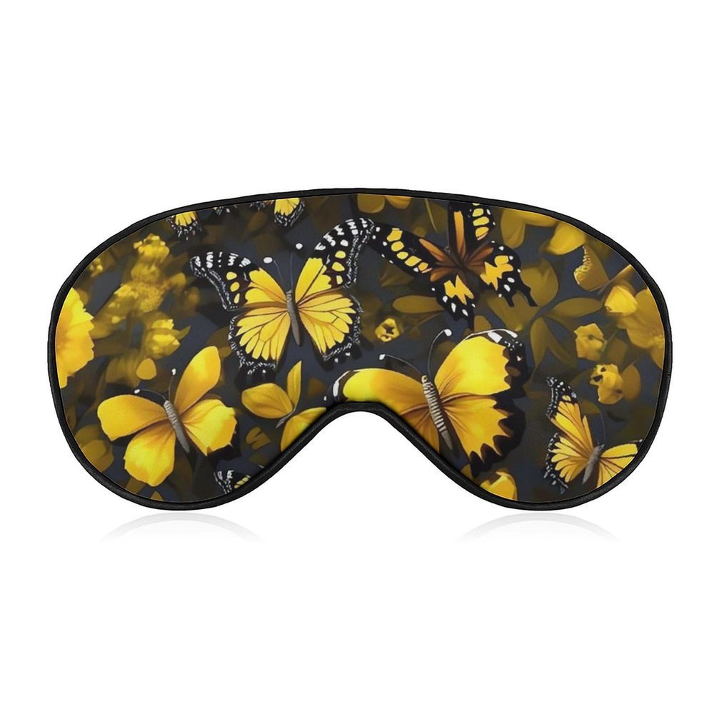 Light Blocking Yellow Flowers Butterflies Sleep Mask for Men and Women with Adjustable Elastic Strap Eye Mask for Side Sleepers