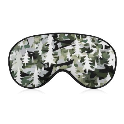 Light Blocking White Trees Camo Sleep Mask for Men and Women with Adjustable Elastic Strap Eye Mask for Side Sleepers