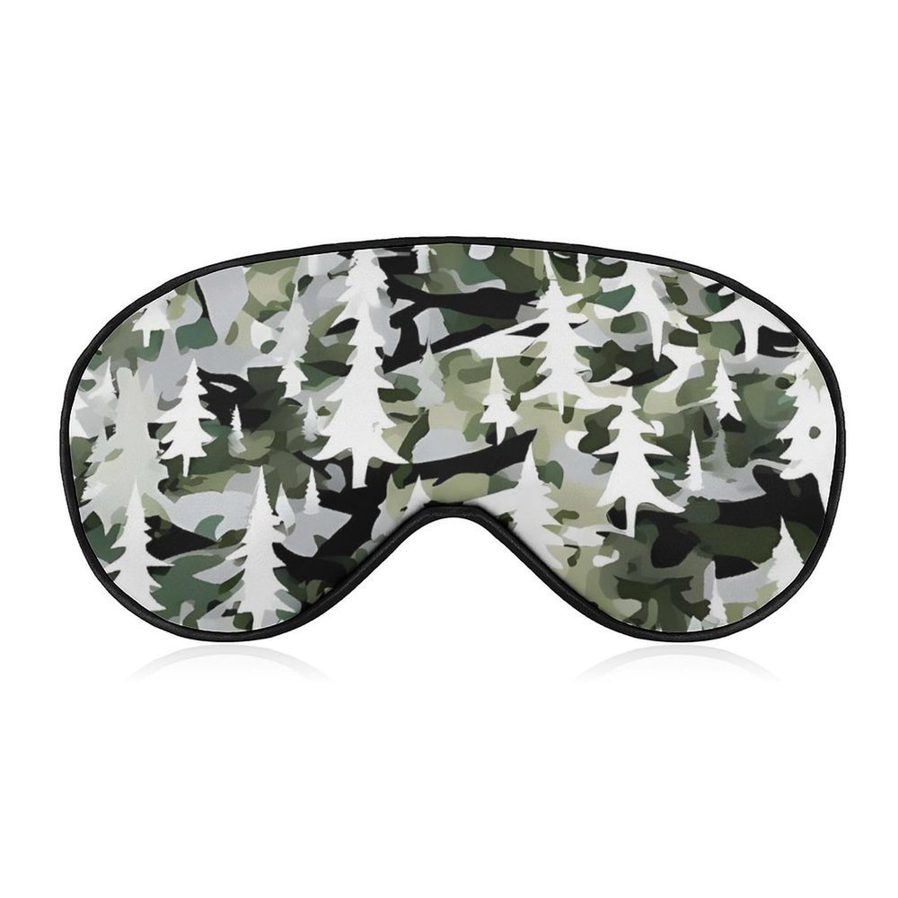 Light Blocking White Trees Camo Sleep Mask for Men and Women with Adjustable Elastic Strap Eye Mask for Side Sleepers