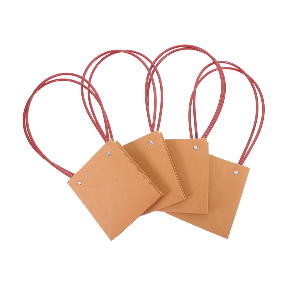 Abaodam 4pcs Floral Kraft Paper Flower Packaging Boxes Handles Bouquet Wrapping Box for Succulent Portable Flower Bouquet Containers