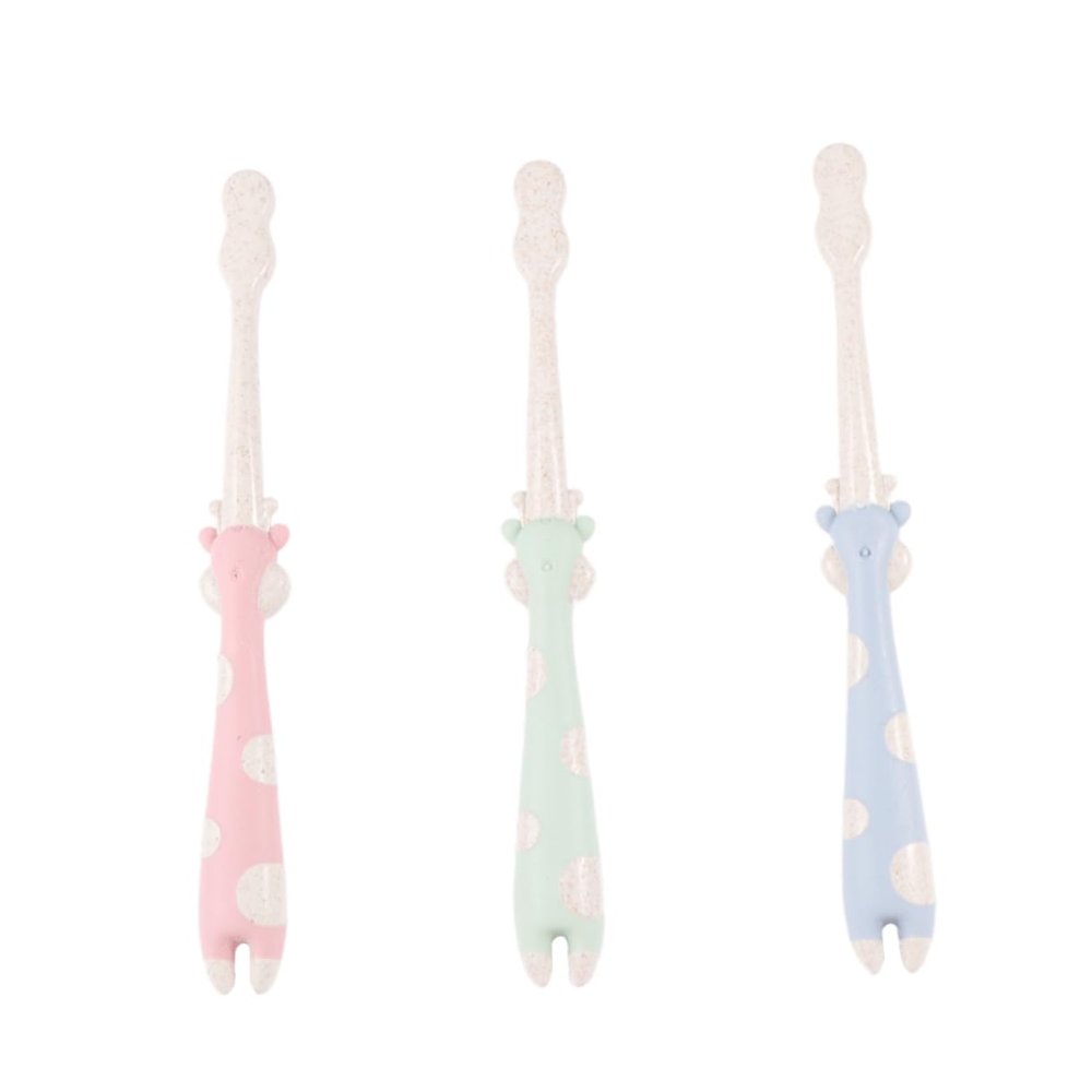Beaupretty 3pcs Cartoon Toothbrush Wheat Straw Material Soft Bristles Slip Handle for Oral Care Nordic