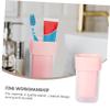 SHERCHPRY Travel Toothbrush Storage Box Compact and Portable Toothbrush Cup for Travel Camping and Business Trips Durable Design Simple and Practical Wash Gargle Cup Pink view 3