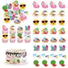 72Pcs Edible Summer Beach Pool Cupcake Toppers Wafer Paper Sun Flower Watermelon Water Gun Coconut Slippers Cupcake Picks Pool Party Birthday Tropical Luau Party Supplies view 1