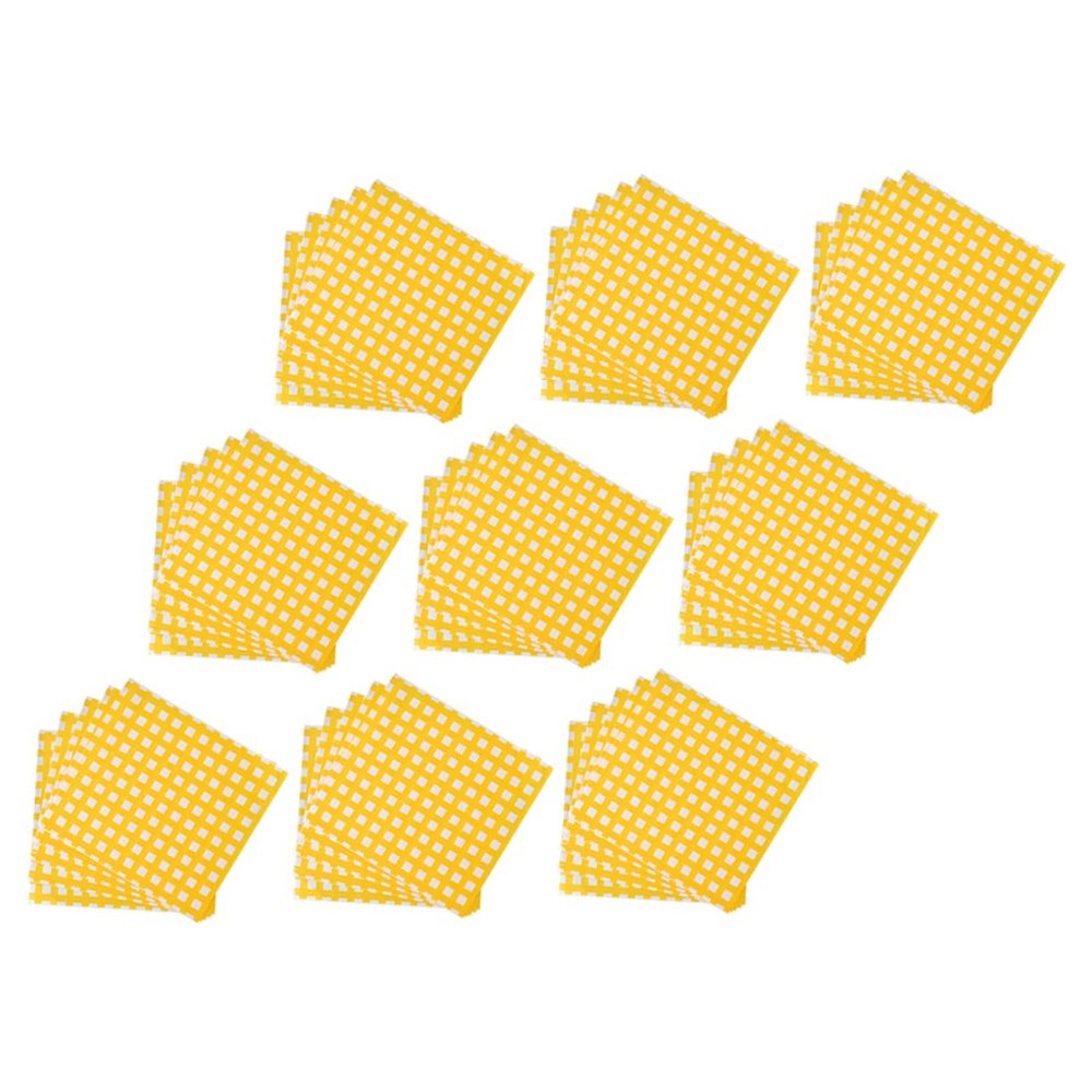 ABOOFAN 100pcs Yellow Checkered Sandwich Wrappers Greaseproof Oil-proof Paper Disposable Food Packing Paper for Picnics Parties and Takeout