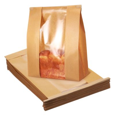 Cabilock Bread Pack Bags 50 Pcs Kraft Paper Brown for Loaf Storage