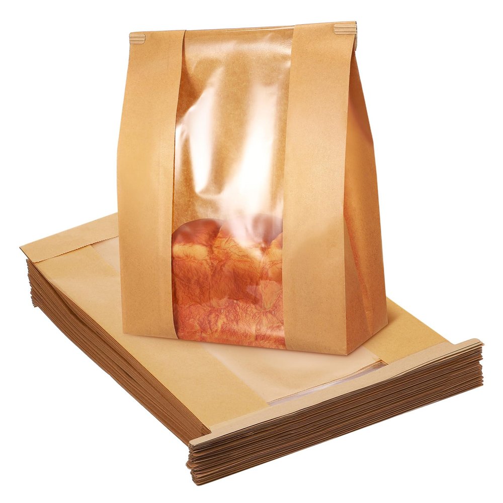 Cabilock Bread Pack Bags 50 Pcs Kraft Paper Brown for Loaf Storage