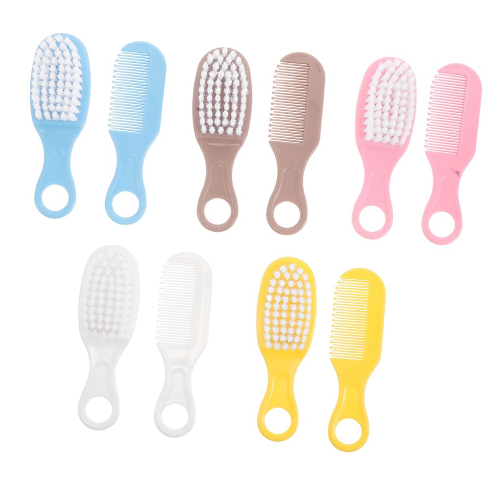 DEARMAMY 5sets Boy Girl Grooming Kit Newborn Hair Brush Comb Soft Scalp Comb Bath Brush Cradle Cap Removal Boy Girl Grooming Tool Bright Colors