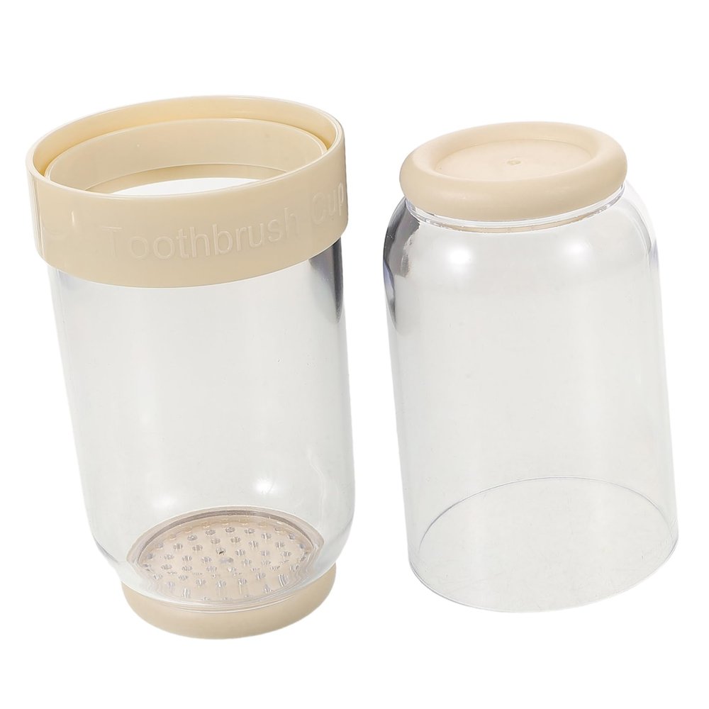 Didiseaon 2pcs Portable Toothbrush Holder Travel Mouthwash Cup Durable Tooth Brushing Case for Home Go Easy to Clean and Space Saving