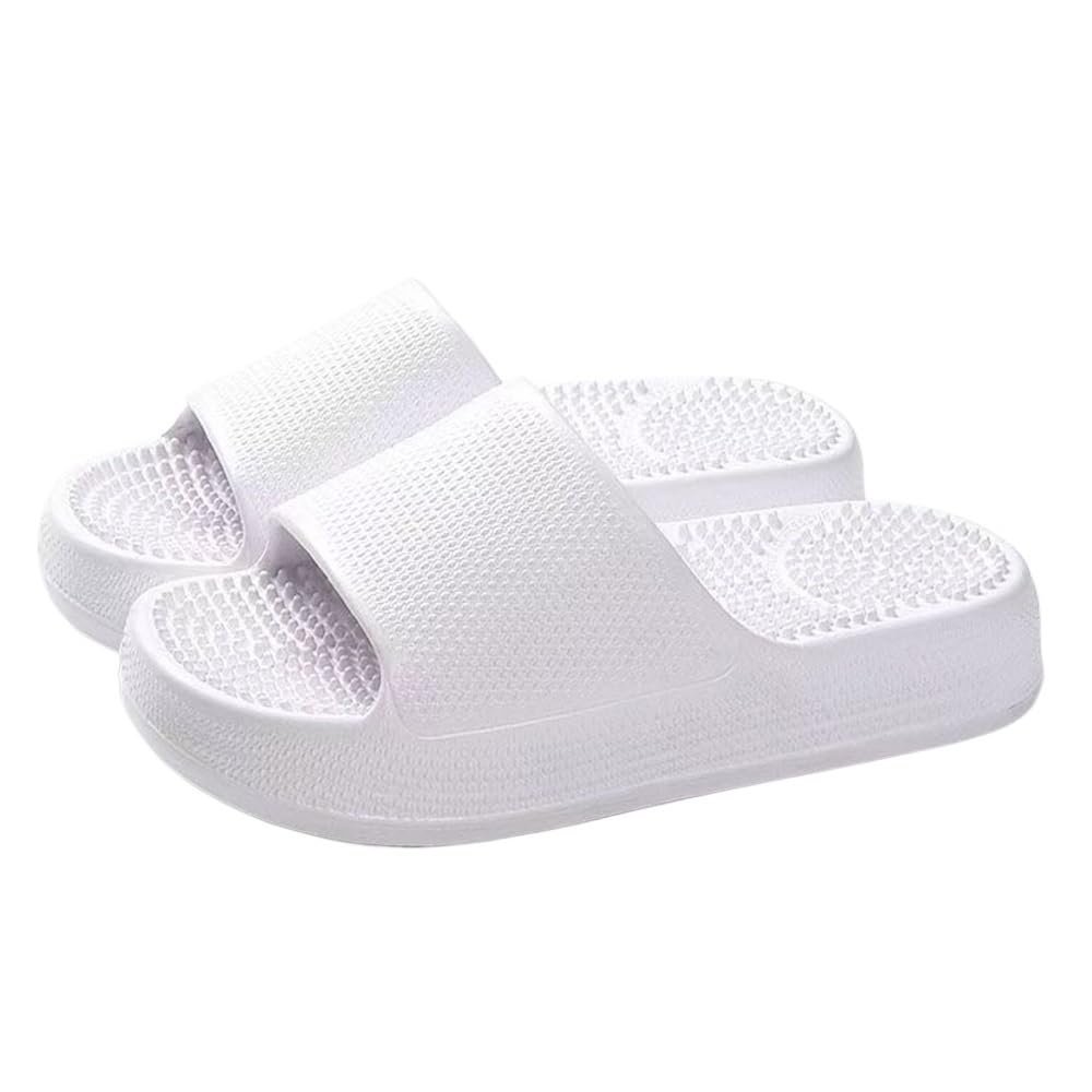 2025 Fashion Thick-Soled Acupressure Massage Slippers For Men Reflexology Sandals Deep Tissue Foot Massager Shoes For Plantar Fasciitis Arthritis Neuropathy Pain Relief(White,7.5/8)