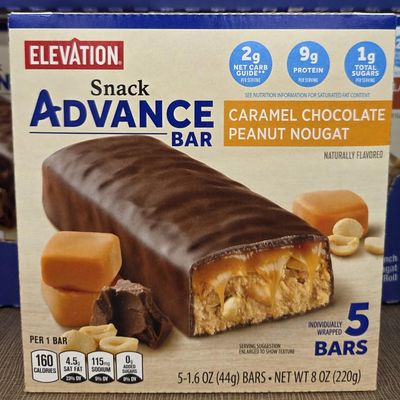 Elevation Caramel Chocolate Peanut Nougat Snack Advance Bar 8oz 220g (Single Box)