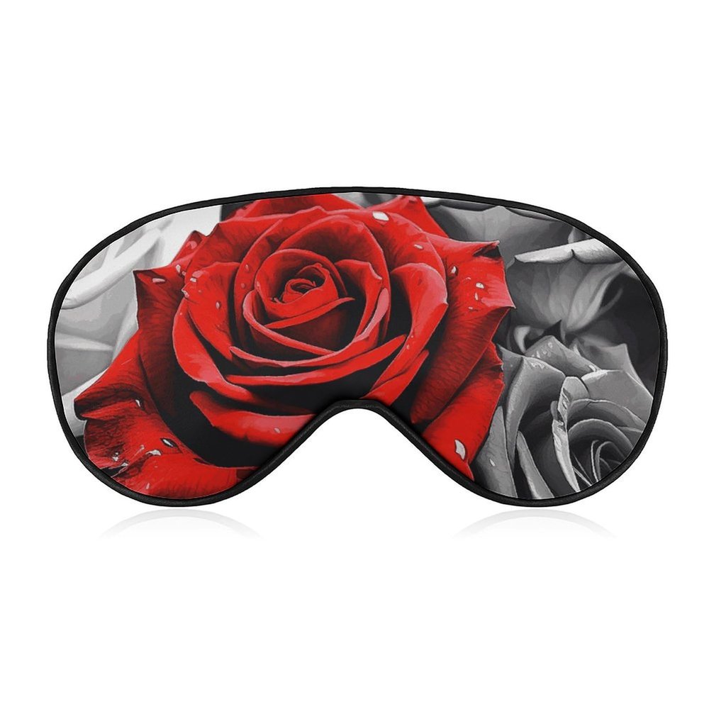 Sleep Mask for Sleeping with Adjustable Strap Sleep Mask for Side Sleeper Soft Black White and Red Roses Breathable Eye Cover for Night Sleep Work Nap