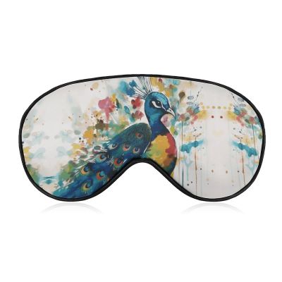 Sleep Mask for Sleeping with Adjustable Strap Sleep Mask for Side Sleeper Soft Watercolor Peacock Breathable Eye Cover for Night Sleep Work Nap