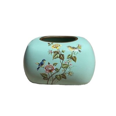 FYorbitH Tissue Box Cover Ceramic Tissue Box Blue for Hotel Living Room Desktop Vintage Napkin Box Pumping Paperchase Dispenser