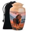 Casketique Lion Cremation Urns for Men - Large Brown Urn for Ashes Adult Female - Sunset Urn for Burial - Memorial Urns for Human Ashes Men & Women - 10 Inch view 1