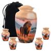 Casketique Lion Urns for Human Ashes Adult Female - Brown Funeral Urn for Ashes for Women - Memorial Urn for Mom and Dad Keepsake - 1 Large 4 Small Memorial Urns for Adult Men - 10 & 3 Inch view 1