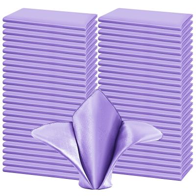 FXKS 50 PCS Lavender Square Satin Cloth Napkins, 20 X 20 Inch