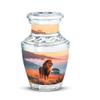 Casketique Lion Cremation Urns for Adult Ashes Women - Small Brown Funeral Urns for Adult Male - Keepsake Sunset Burial Urn for Father - Mini Memorial Urn for Human Ashes Male & Female - 3 Inch view 1