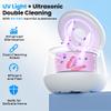 45kHz Ultrasonic Retainer Cleaner, 200ML Dental Cleaning Pod for Dentures, Mouth Guards, Braces, Aligner, Toothbrush Jewelry and More, UV Denture Cleaner with 4 Modes & Digital Timer - White view 4