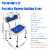 Yokoma Portable Shower Chair Aluminum Safe Bathing Stool with Backrest Alloy Non-Slip Safety Bath Chair 150kg(330lbs) Capacity Safe Bathing Stool, Blue Color view 3