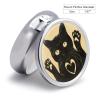 Black Cat Pill Box 3 Compartment Travel Pill Organizer 3 Times A Day Cute Mini Pill Case for Purse & Pocket Portable Metal Medicine Box with Mirror Round Daily Medicine Vitamin Container view 2