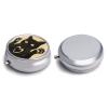 Black Cat Pill Box 3 Compartment Travel Pill Organizer 3 Times A Day Cute Mini Pill Case for Purse & Pocket Portable Metal Medicine Box with Mirror Round Daily Medicine Vitamin Container view 3