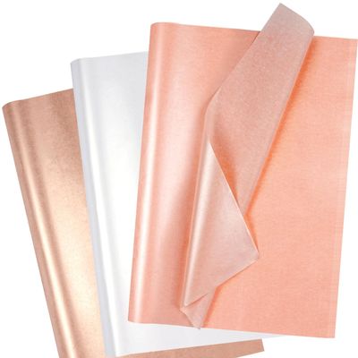 60 Sheets Tissue Paper for Gift Bags, 14 20 Metallic Rose Gold Pink White Tissue Paper for Packaging Crafts Wrapping, Shiny Pearlescent Gift Wrapping Tissue Bulk for Birthday Baby Shower Wedding