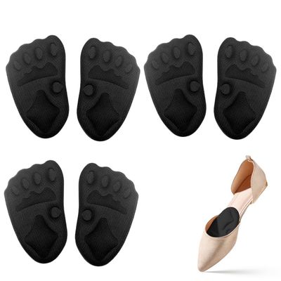 2025 Upgraded Metatarsal Pads Women, Shoe Inserts for Women, Ball of Foot Cushions Relief and Comfort, One Size Fits Any (Black, 3 Pairs)