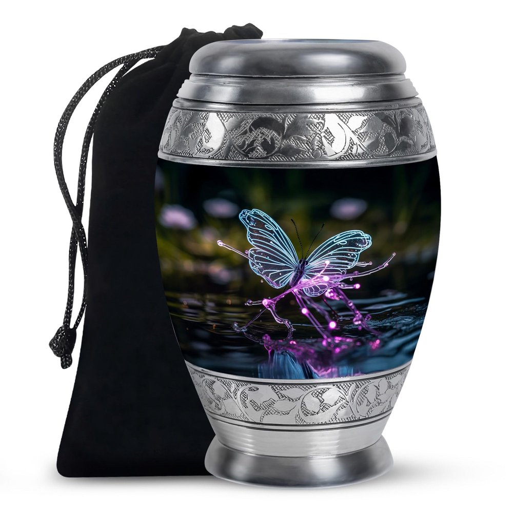 Butterfly Funeral Urn for Adult Human Ashes, Burial Urns for Humans Ash, Cremation Boxes, Large Urn for Husband & Wife, Memorial Gifts for Parents, Decorative Urns, 10" Green