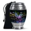 Butterfly Funeral Urn for Adult Human Ashes, Burial Urns for Humans Ash, Cremation Boxes, Large Urn for Husband & Wife, Memorial Gifts for Parents, Decorative Urns, 10" Green view 1
