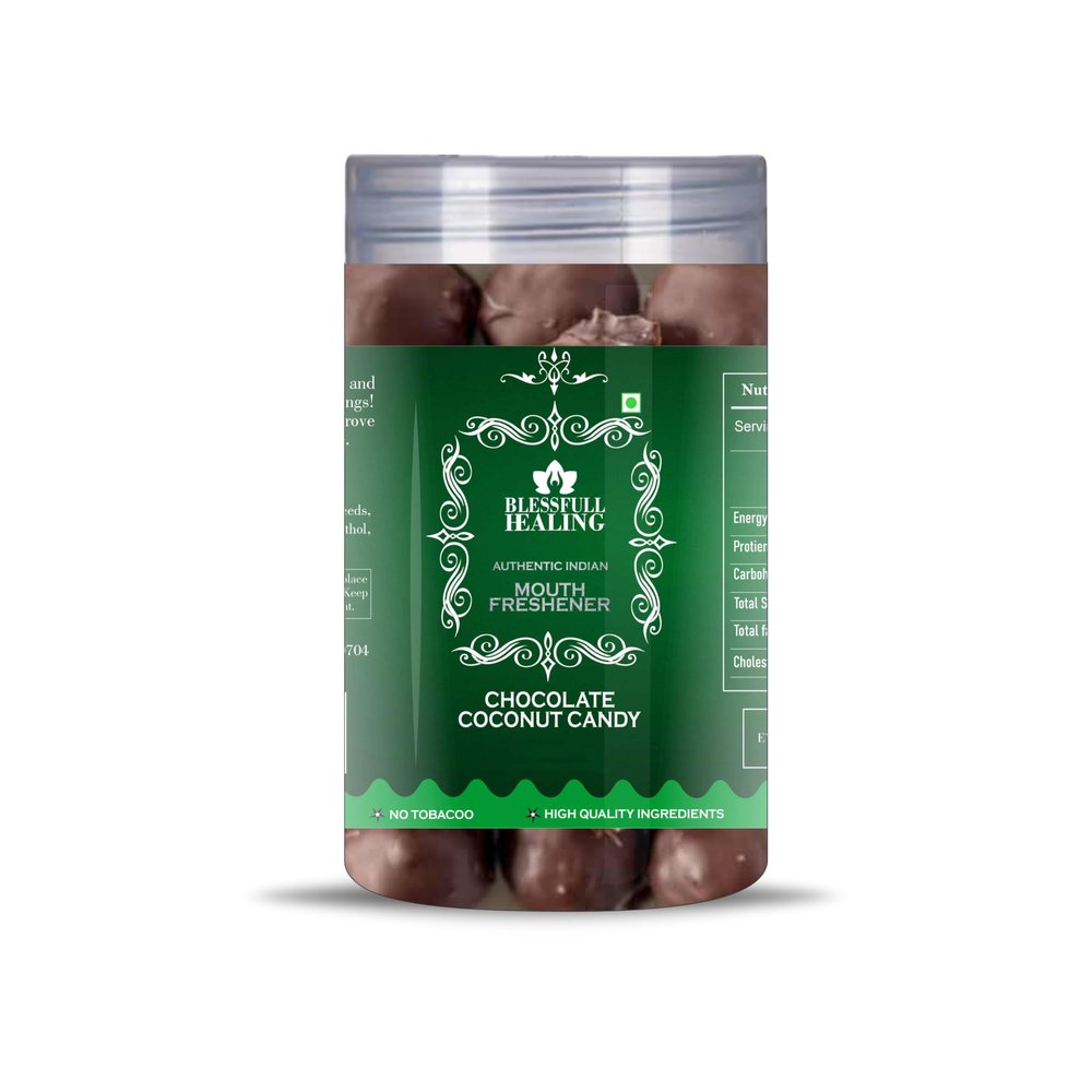 Blessfull Healing Chocolate Coconut Candy 5 Oz(Ounce) Airtight Container With Spoon