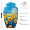 JAGLASH Sunflower Handmade Urn for Adult Ashes Male & Female, Blue Memorial Burial Urns for Human Ashes Mother & Father, Large Urn for Loved Ones Cremation, 10 Inch view 2