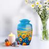 JAGLASH Sunflower Handmade Urn for Adult Ashes Male & Female, Blue Memorial Burial Urns for Human Ashes Mother & Father, Large Urn for Loved Ones Cremation, 10 Inch view 4