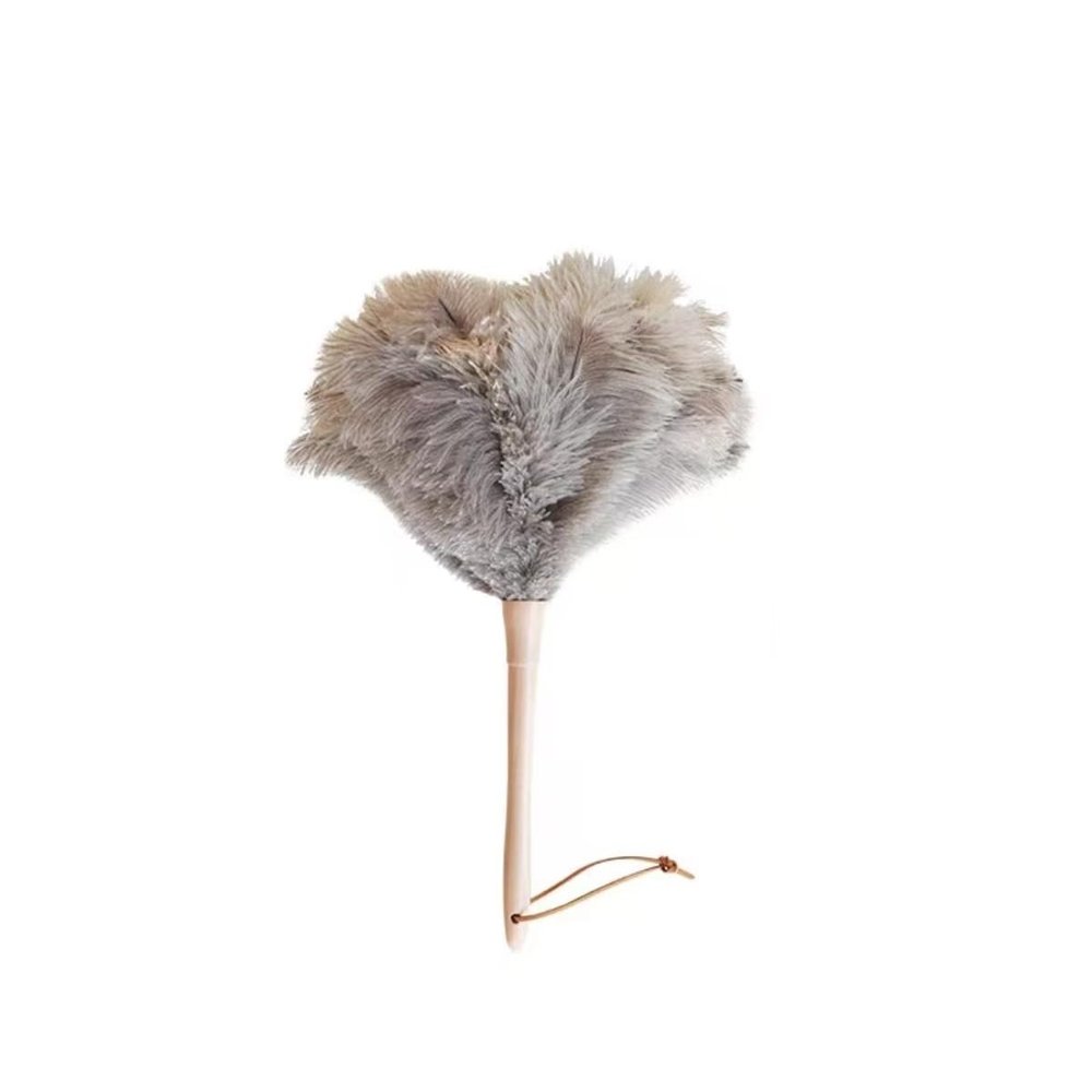 1PCS Ostrich Feather Duster Car Duster Interior Clean DusterReusable Feather Duster for Blinds Kitchen Keyboard Office, Soft and Fluffy Duster Cleaning Supplies(Gray,Large)