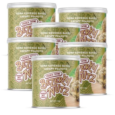 Bezerky Ready to Go Snack | Corn Coated Crunchy Peanuts | Baked not Fried | Thyme Flavor | Back Pack Friendly | 7 oz (Pack of 6)