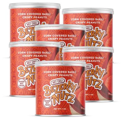 Bezerky Coated Spicy Peanuts | Baked not Fried | Hot Chili Nuts | Spicy Peanut Balls | Ready to Go Snack | 7 oz (Pack of 6)