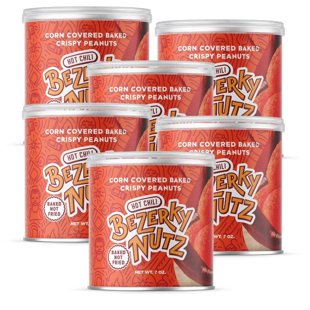Bezerky Coated Spicy Peanuts | Baked not Fried | Hot Chili Nuts | Spicy Peanut Balls | Ready to Go Snack | 7 oz (Pack of 6)