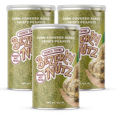Bezerky Crispy Cracker Nuts | Baked Corn Coated Peanuts | Mixed Herb | Crunchy Corn Snack | Lebanese Kri Kri Nuts | 12.5oz (Pack of 3)