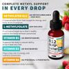 (2-Pack) Methylated B Complex Liquid Drops - Vitamin B Complex with Active L Methylfolate - B12 Sublingual Drops - Vegan B12 Vitamin 5000mcg, Non-GMO, Raspberry Flavor, No Sugar, 2 Fl oz, 80 Servings view 3