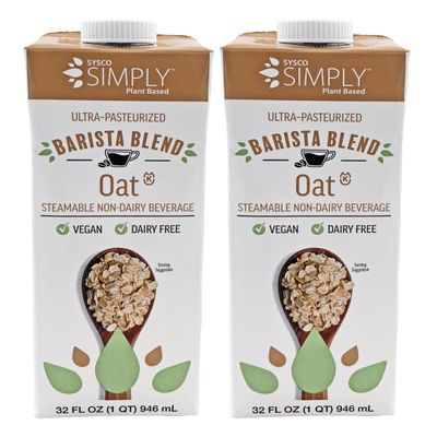 Sysco Simply Plant Based Barista Blend Oat Milk 32 fl oz | Dairy Free | Kosher | Vegan & Vegetarian | 2 Pack