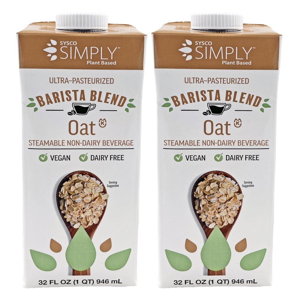 Sysco Simply Plant Based Barista Blend Oat Milk 32 fl oz | Dairy Free | Kosher | Vegan & Vegetarian | 2 Pack