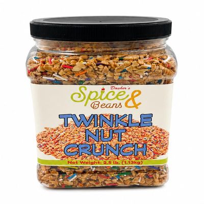 Twinkle Nut Crunch 2.5 lb | Dessert Topping & Decoration for Ice Cream, Sundaes, Cakes, Cupcakes, Milkshakes & Frozen Yogurt | Bulk Resealable Container | Dasher's Spice & Beans
