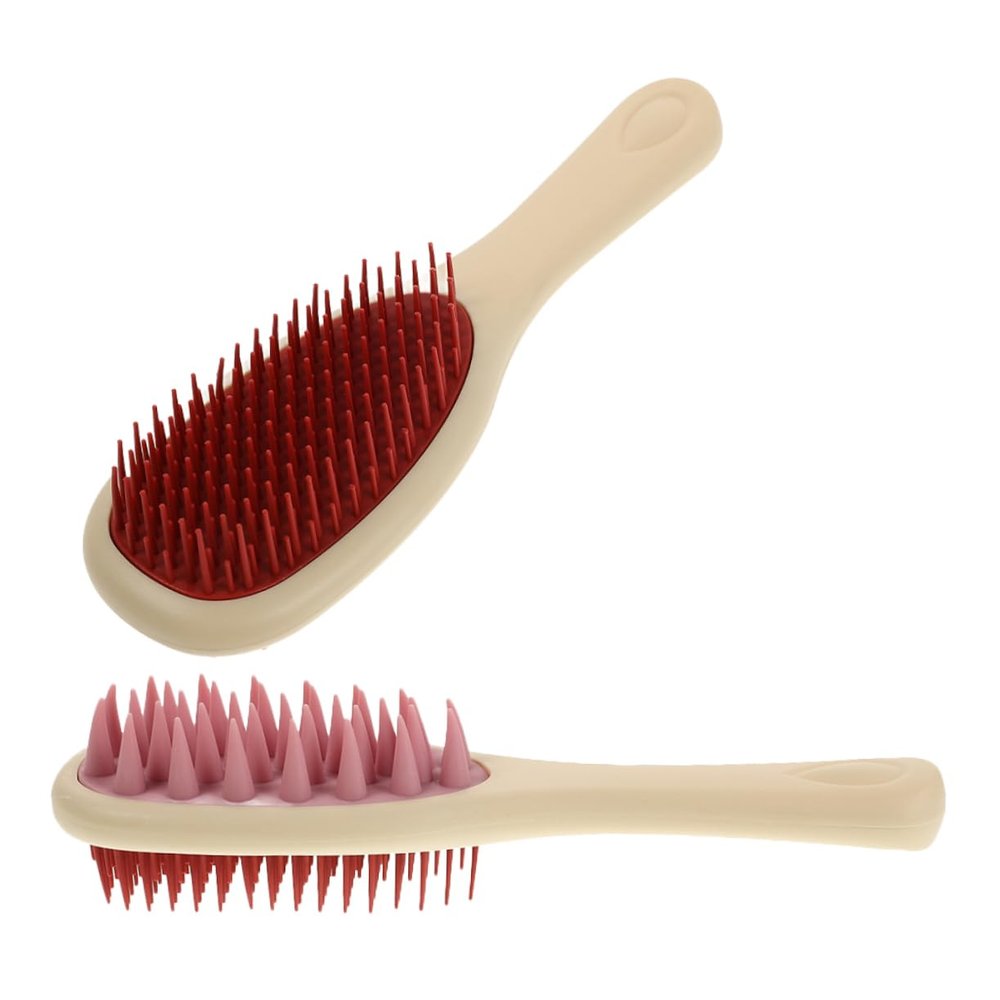 Beaupretty 2pcs Long Handle Scalp Scrub Brush with Silicone Grip Dual Tooth Exfoliating Shampoo Comb for Deep Cleaning and Massaging Wet Dry Hair for Dandruff and Debris Removal